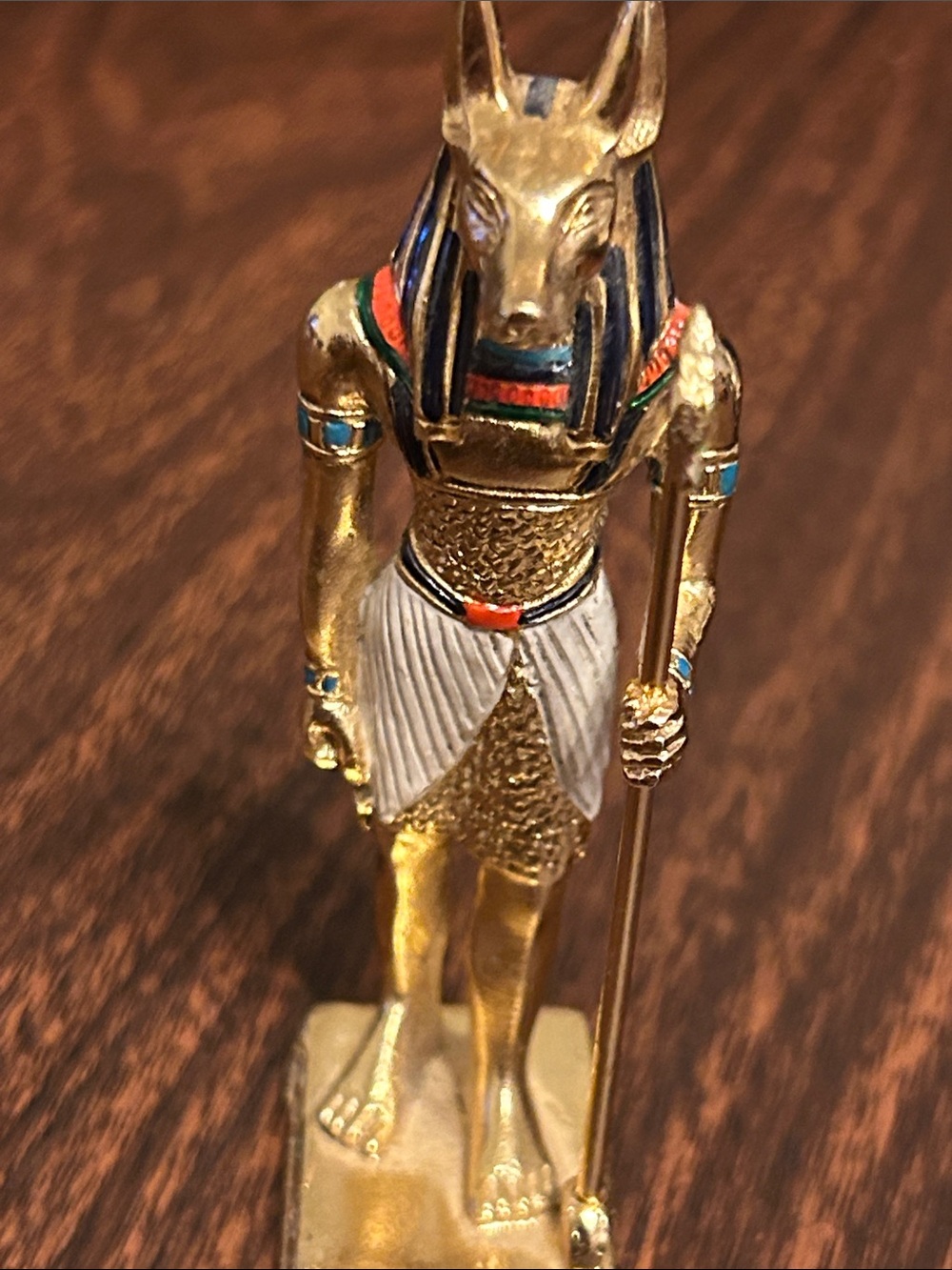 Egyptian Brass 3.5” Statue God Anubis made in Egypt.
